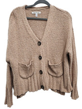 Urban Outfitters Womens Cardigan Small Tan Button Front BOHO Oversized Neutral