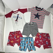 GYMBOREE BOYS SIZE 6 SHORT PJ Johns Airplane Set Star Surf Boards Stripes Lot 6
