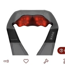 Nekteck Heated Neck Back Massager 16 Heads Shiatsu Kneading Gray Corded