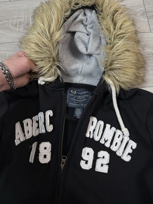 Vintage abercrombie & fitch zip up hoodie faux fur fuzzy