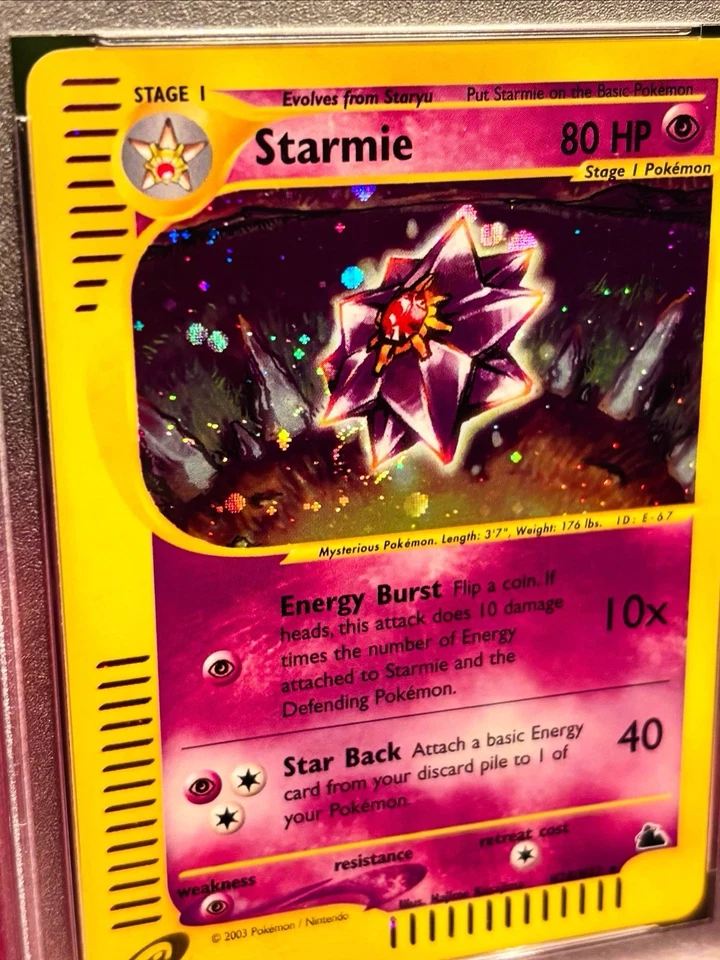 2003 Pokemon Skyridge Starmie Holo SWIRL🌟💧 #H28 PSA 9 + OG-NEBULAGradedGuard - Image 3 of 4