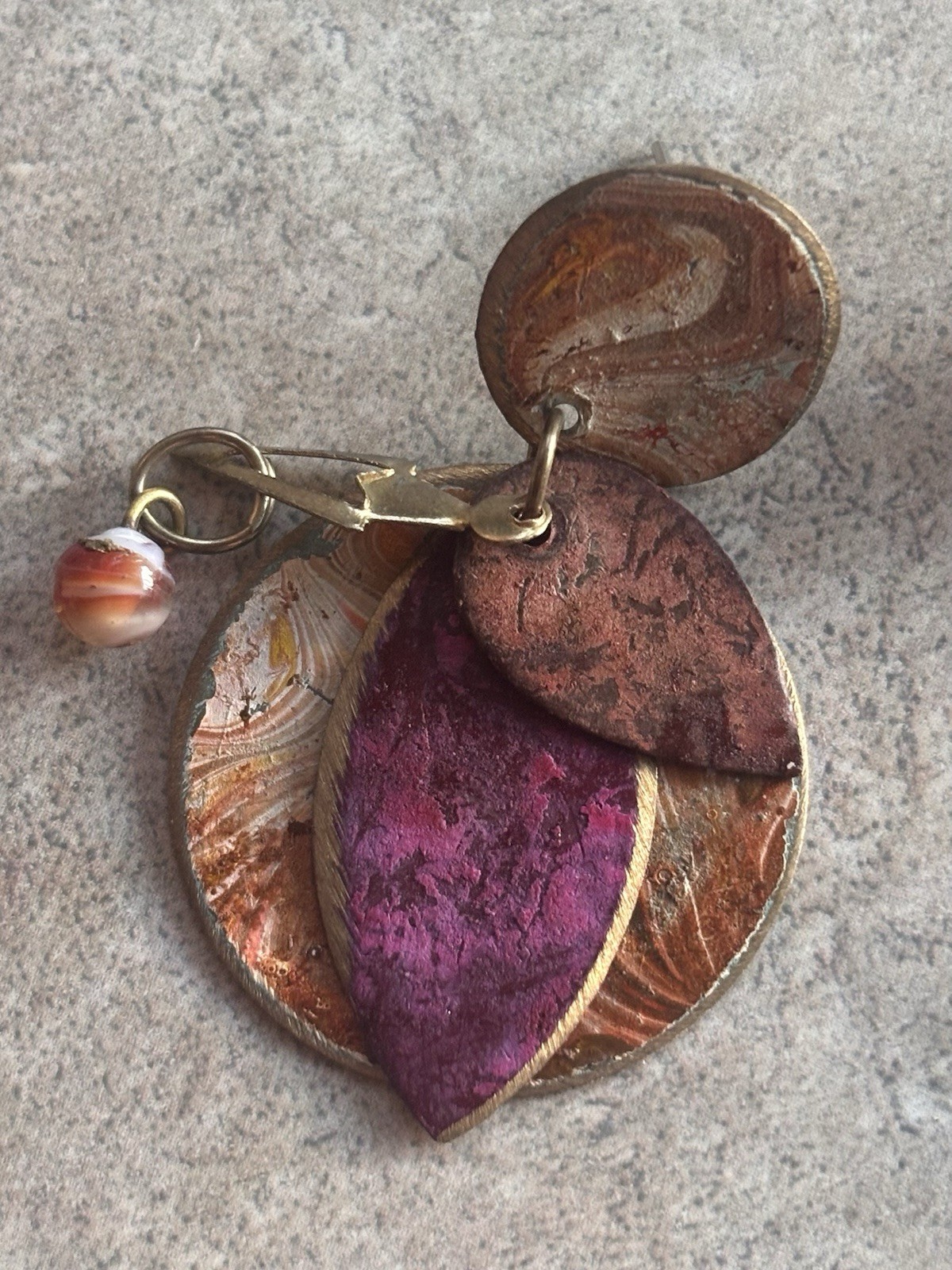 Boho Multi Layered & Colored Painted Metal Earrin… - image 3