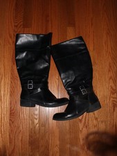 Women's Black Riding Boots Size 10 Casual Original 65