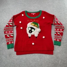 33 Degrees Sweater Adult XL Red Sheep Ugly Christmas Sweater Office Holiday