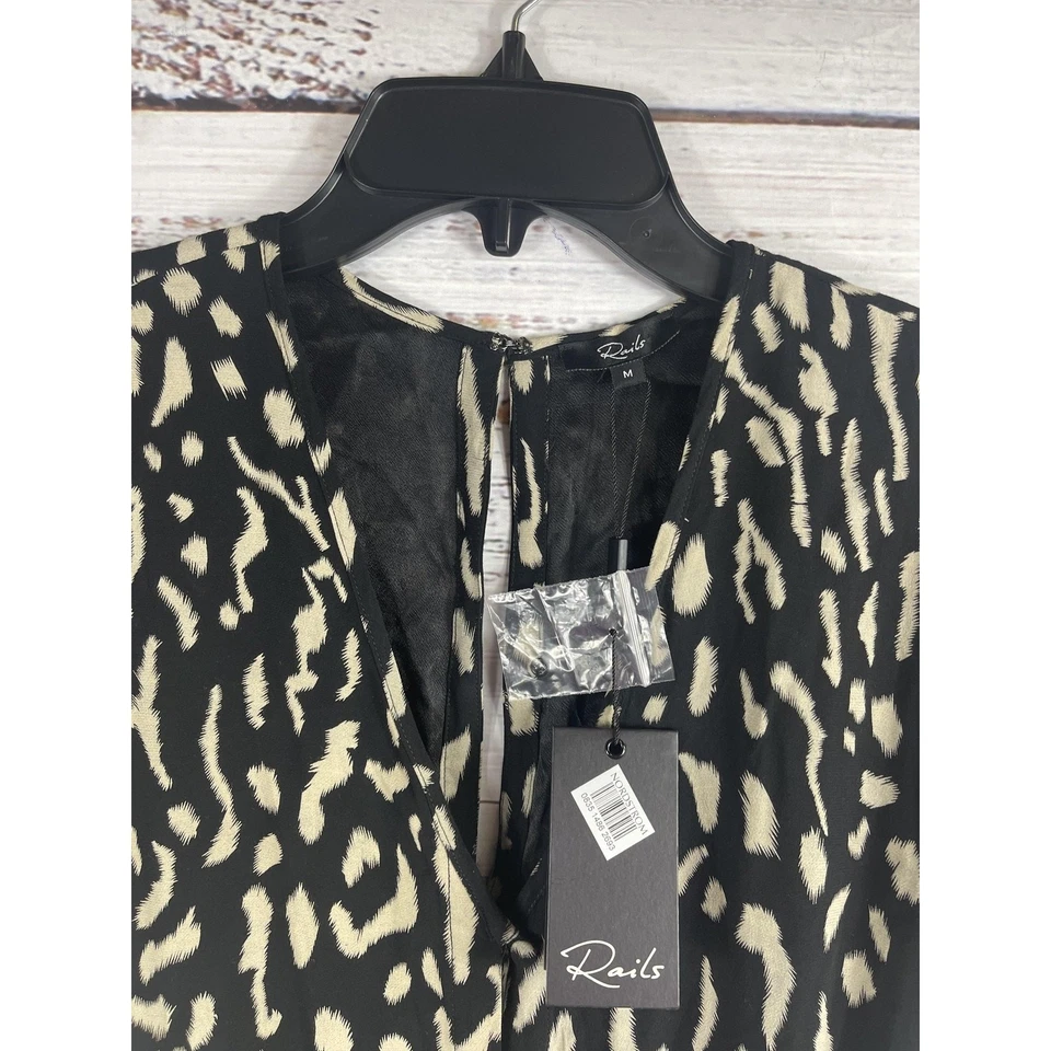 Mameluco Rails para mujer mediano negro estampado de guepardo manga corta con cinturón nuevo con etiquetas animal Foto 3 de 4