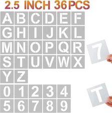 YEAJON 2.5 Inch Letter Stencils and Numbers, 36 Pcs Alphabet Art 