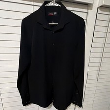 JF J. Ferrar Men's Black Slim Fit Stretch Long Sleeve Button-Up Shirt Size M