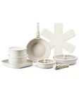 VEVOR 17 Piece Pots and Pans Set Granite Nonstick Kitchen Cookware White