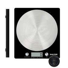 Image of Salter Digital Kitchen Scale 5kg Capacity Baking/Cooking, Slim Disc Design Black