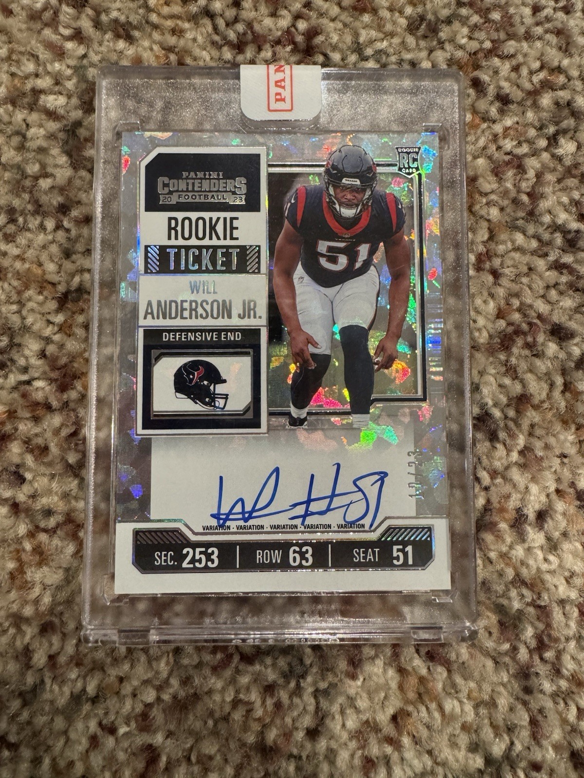 2023 Will Anderson Jr Contenders Rookie Ticket Auto Variation CRACKED ICE /23