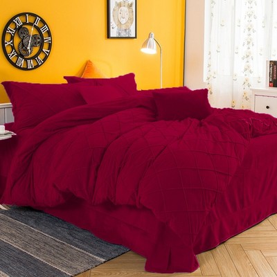 New Arrival 5 Pc Super King Pink Pintuck Velvet Duvet Cover Set Uk