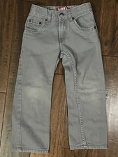 Levis 514 Boys Size 5 Slim Straight Gray Jeans Adjustable Waist Reg 100 Cotton