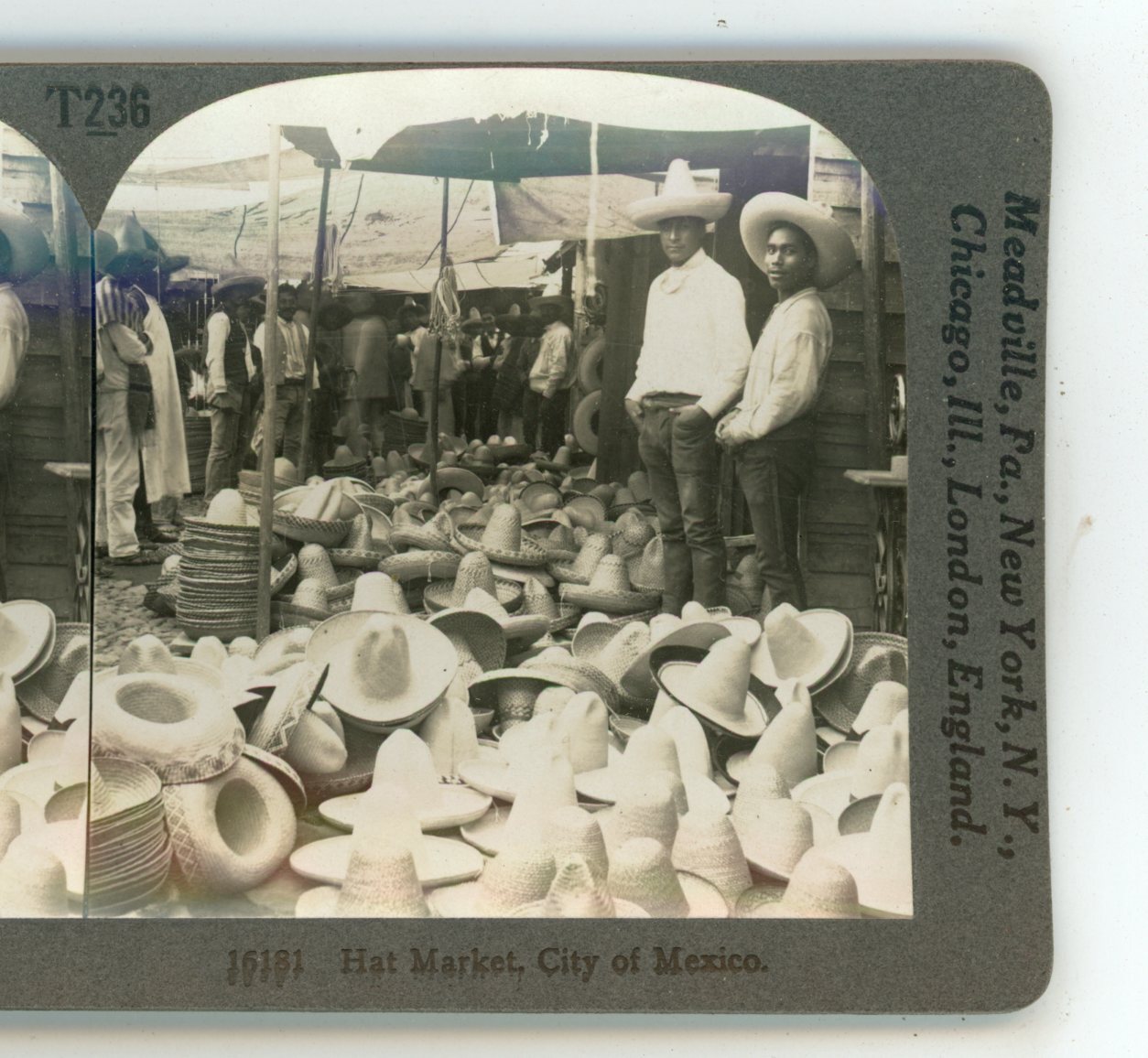 Hat Market City of Mexico Keystone Stereoview