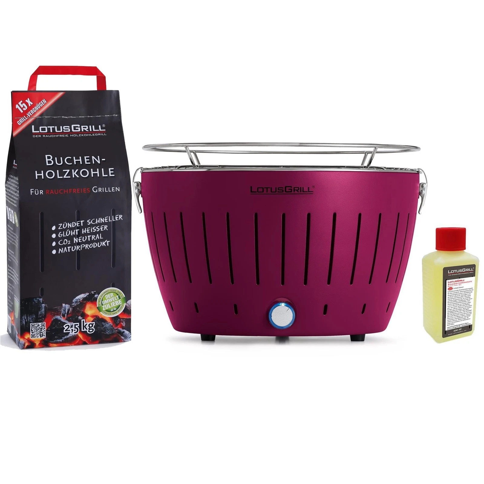 Lotus Grill Standard Purple 2.5kg Charcoal 200ml Gel Deal Pack Limited Time Deal