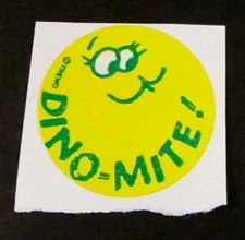 VTG TREND Scratch 'n Sniff & Smell Sticker Lemon "Dino-Mite" 1980s Matte