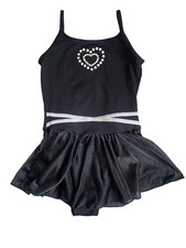 Mor t Kids girls studded heart leotard dance ballet black dress 8-10