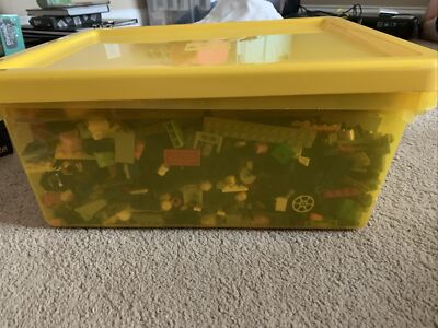 LEGO Storage Brick Case 8 Stud Large Yellow Container Bin Box FULL  ~4lbs