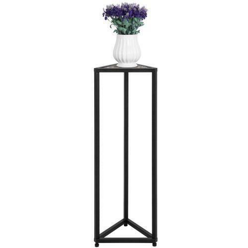 36 Inch Wood and Black Metal Frame Flower Rack Potted Plant Pedestal Holder