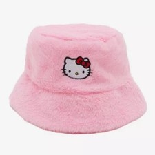 Sanrio Hello Kitty Pink Fuzzy Plush Bucket Hat for Adults New with Tags NWT