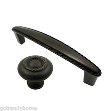 Solid Traditional Rope Kitchen Cabinet Knob Drawer PullOil Rubbed Bronze Handl