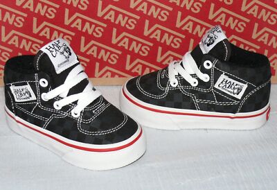 Vans HALF CAB T'S Tonal Check Canvas Kinder Schuhe Sneaker Gr 21 Black True Whit