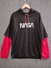NASA Unbranded Logo Hoodie Sweatshirt Black/Red Size L
