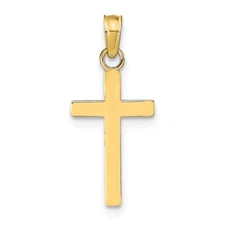14k Yellow Gold Polished Cross Pendant