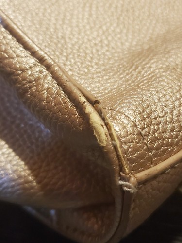 BEBE Natalie Rose Gold Metalic Tassel Satchel Purse Braided Handles Faux Leather - Picture 17 of 19
