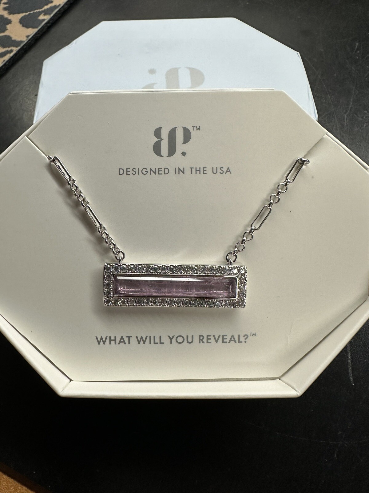 BP “the Bar Of Hope” 5372 Closed Purple Kunzite Gen Quartz Rhodium