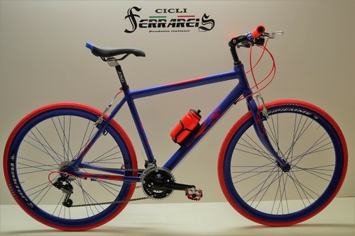 Bici bicicletta corsa ibrida uomo 21v blu rosso personalizzabile | eBay