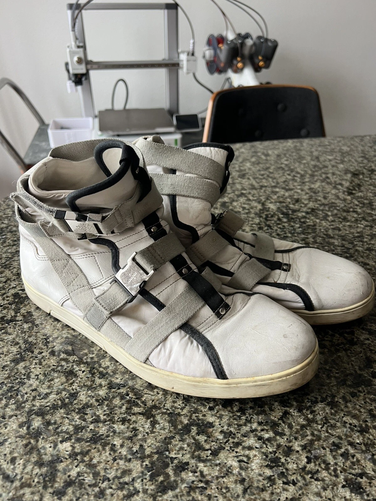 Baskets Gucci SS2010 Tech Parachute Bondage Strap en cuir blanc 11,5 US 44 EU