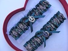 NEW Gorgeous Mossy Oak Hunter Green White Wedding Garter Prom Camo Camouflage 