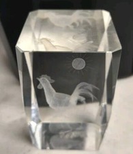 3 D Laser Etched Rooster Paperweight 3" X 2"