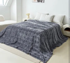 COOVA Oversized King Comfortable Fleece Blanket, Dark Grey Pattern 120"x120"