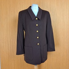 Louis Feraud Cashmere Jacket Uk 16 Brown Long Blazer 100% Cashmere Vintage