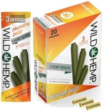 Wild Hemp Tropical Buzz  Tropical Flavor, No Tobacco 4 Per Pouch Pack of 20