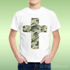 T-Shirt Child Boy Cross Military Camouflage Colour Gift Idea