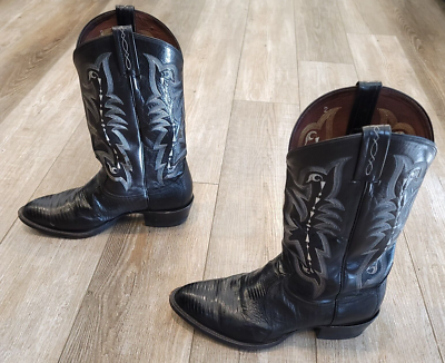 Tony Lama CZ810 Men's Exotic Western Boot w/ Black Teju Lizard USA