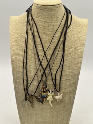 Rope Cord Necklace Lot Of 6 With Different Pendants Vintage To Current