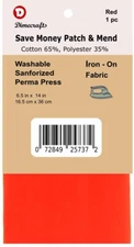 Iron-On Mending Fabric Repair Patch 6.5 x 14 Inch Compare to Bondex - Red
