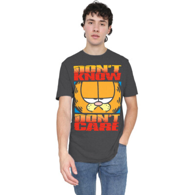 Garfield Dont Know Dont Care T-Shirt S-3XL, Charcoal