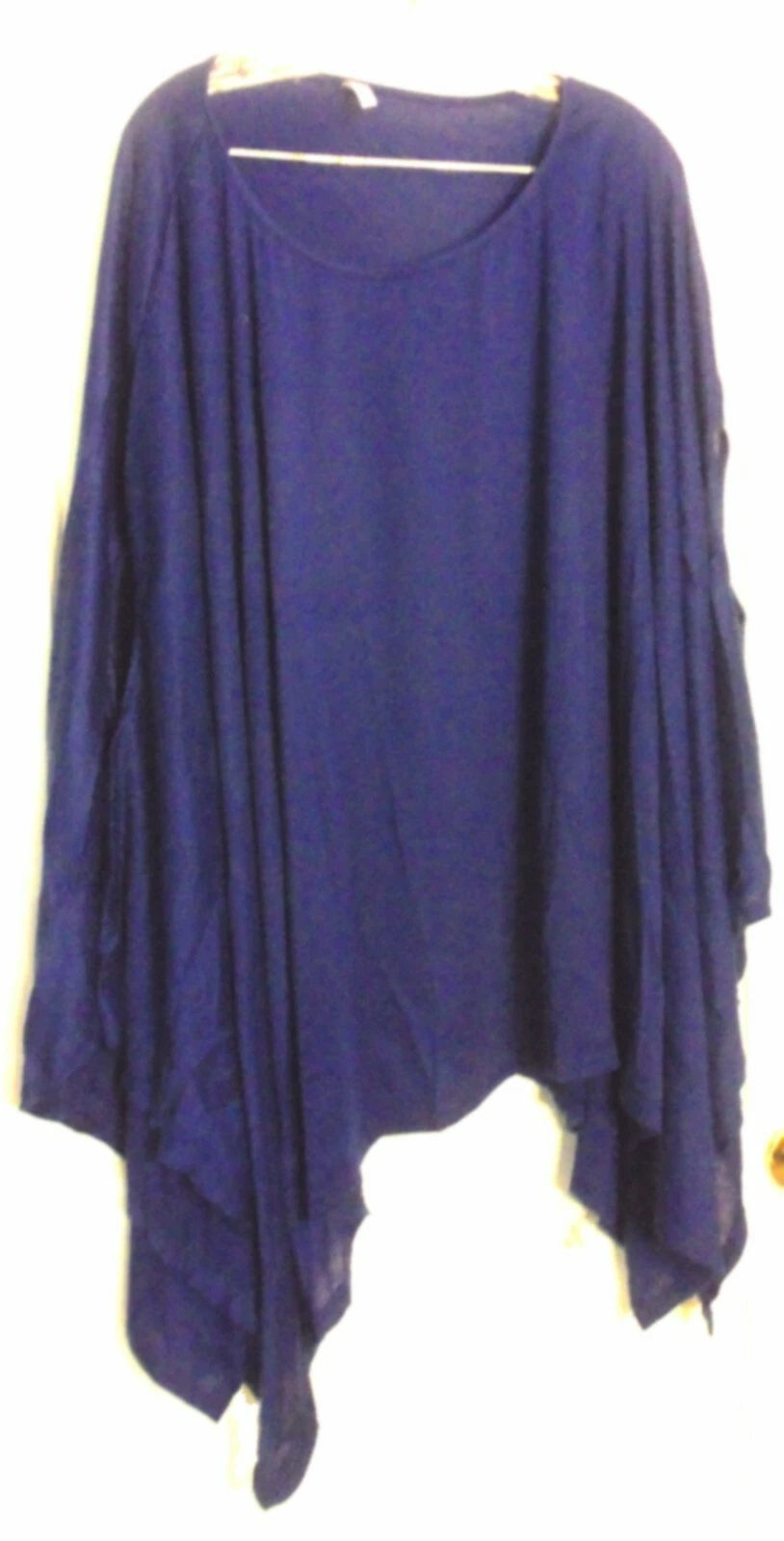 Lucky Royal Blue Lightweight Poncho with Armholes One Size Fits All 40" Long