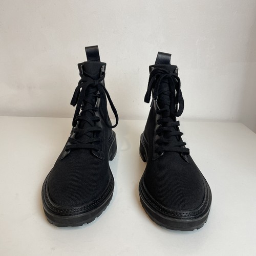 Loeffler Randall Brady Black Combat Boots Flat Stretch Knit Leather Ankle UK 5.5 - Picture 17 of 24