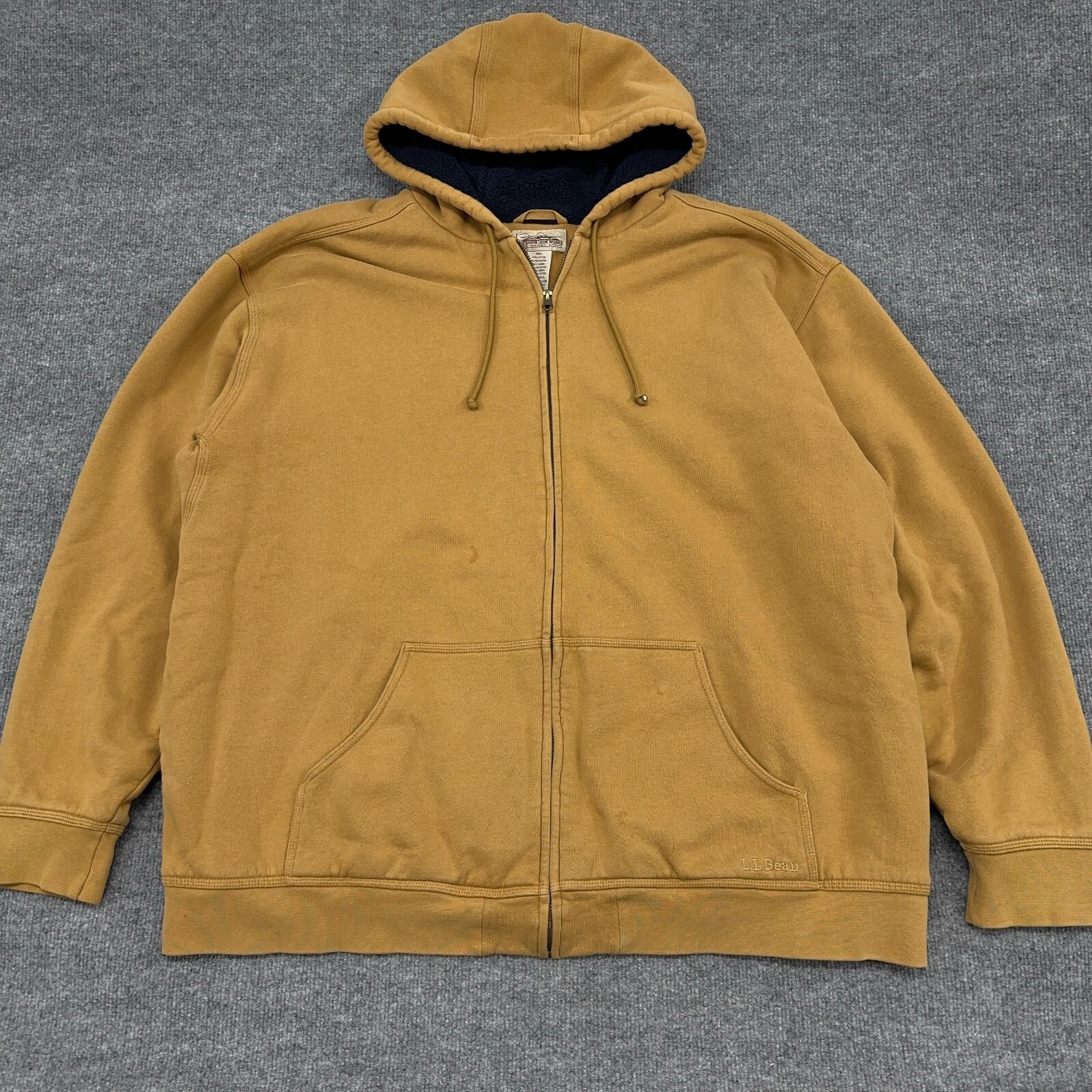 LL Bean Sudadera Hombres 2XLT Amarillo Sudadera con Capucha Katahdin Iron Works Forrada de Vellón Alta