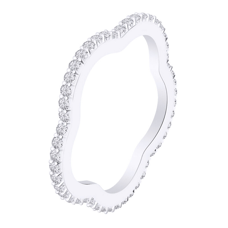 Eternity Wedding Band with Simulated Diamonds in Solid Sterling Silver-image
