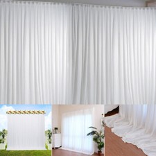 20ft White Tulle Silk Backdrop Curtain Weddings Bridal Shower Wall Drape Pleated
