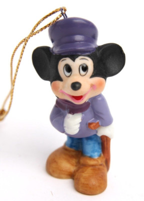A Christmas Carol Mickey Mouse Tiny Tim Porcelain Christmas Ornament 2.5  Japan