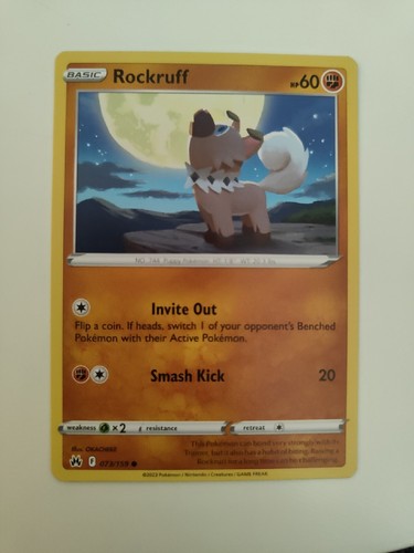 Rock Ruff Common Card Rockruff 073/159 Common Crown Zenith Pokemon Card Near Mint | eBay ...
