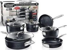 Granitestone 10 Piece Aluminum Nonstick Stackmaster Cookware Set with Glass Lids