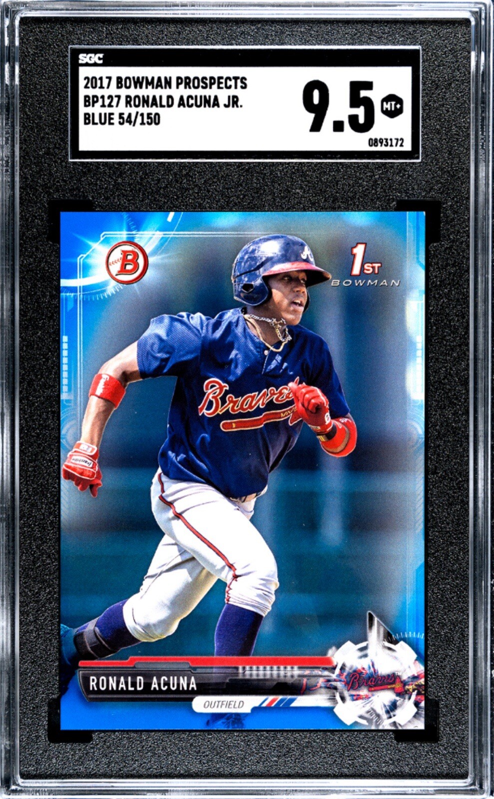 RONALD ACUNA JR 2017 Bowman 1st BLUE BP127 #/150 SGC 9.5 Mint+ Rookie RC (pop 1)